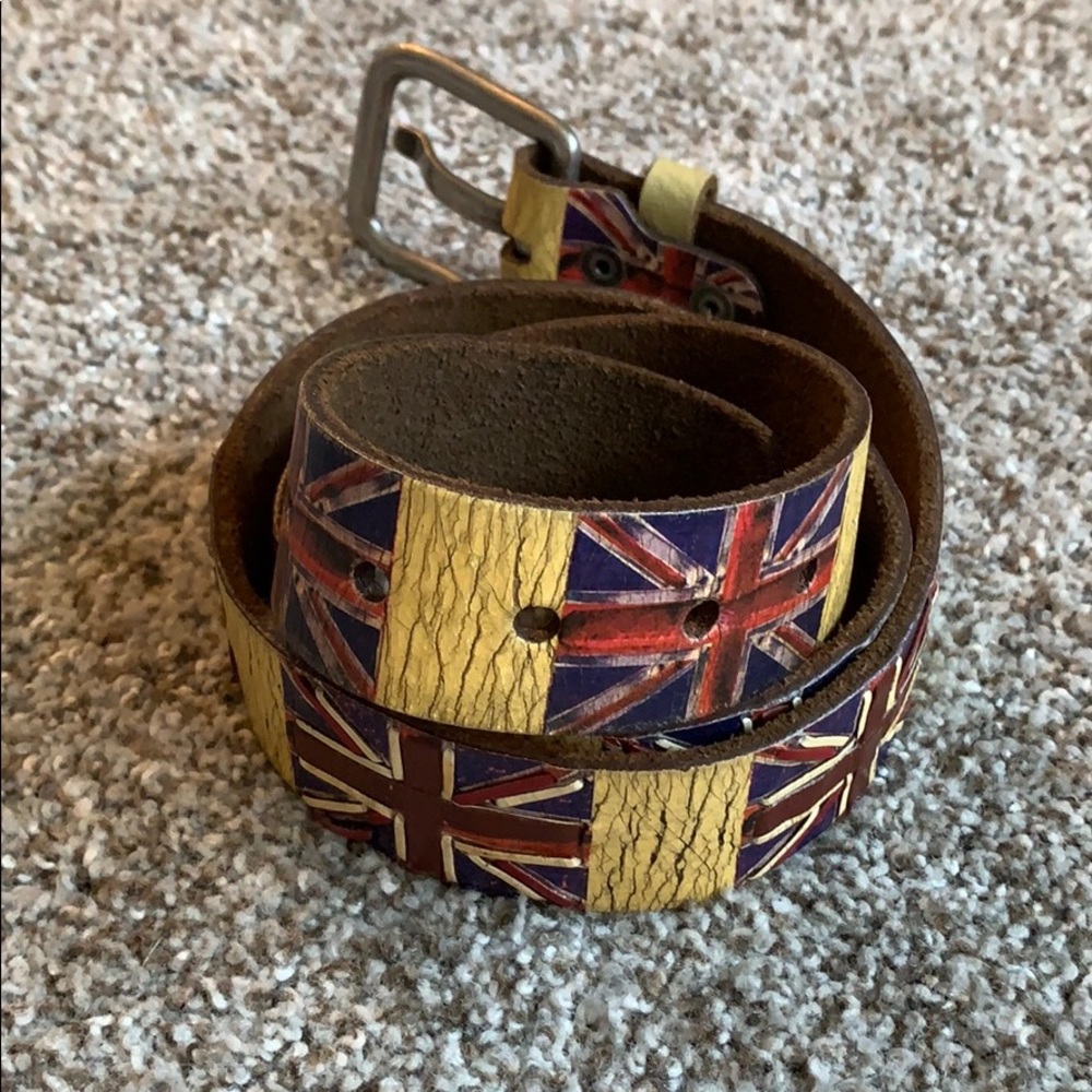 Leather Island British Flag Belt